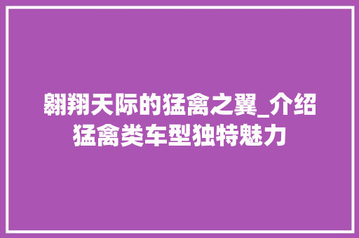 翱翔天际的猛禽之翼_介绍猛禽类车型独特魅力