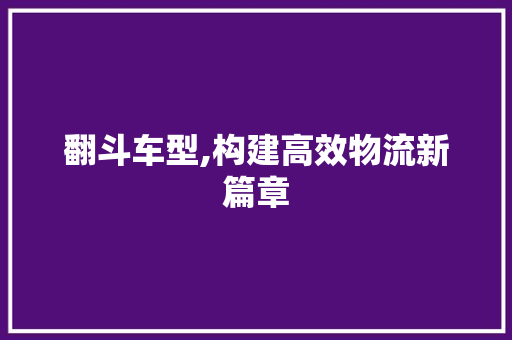 翻斗车型,构建高效物流新篇章