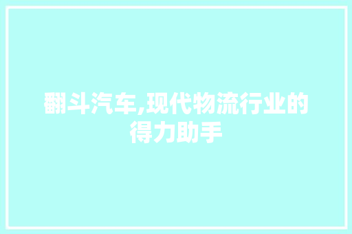 翻斗汽车,现代物流行业的得力助手