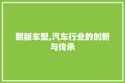 翻版车型,汽车行业的创新与传承