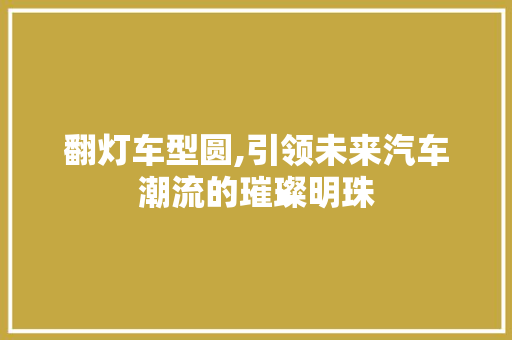翻灯车型圆,引领未来汽车潮流的璀璨明珠