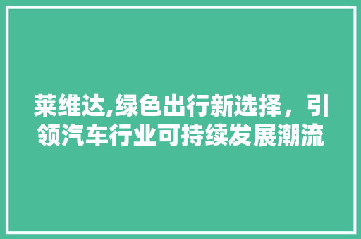 莱维达,绿色出行新选择，引领汽车行业可持续发展潮流