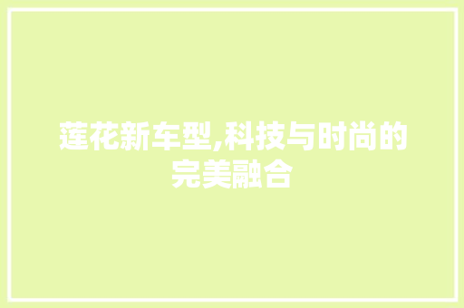 莲花新车型,科技与时尚的完美融合