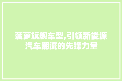 菠萝旗舰车型,引领新能源汽车潮流的先锋力量