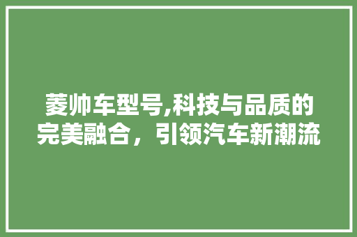 菱帅车型号,科技与品质的完美融合，引领汽车新潮流