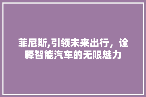 菲尼斯,引领未来出行，诠释智能汽车的无限魅力
