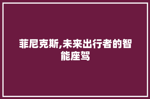菲尼克斯,未来出行者的智能座驾