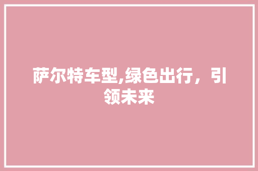 萨尔特车型,绿色出行，引领未来