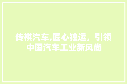 传祺汽车,匠心独运，引领中国汽车工业新风尚