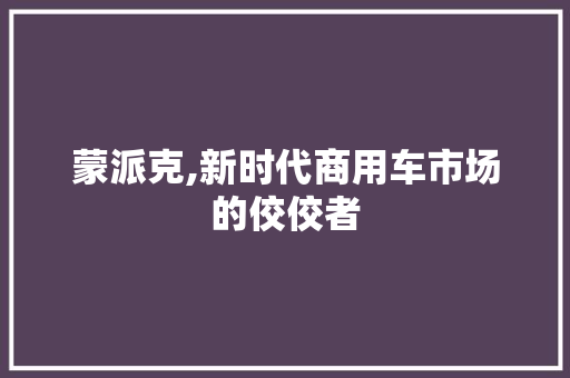 蒙派克,新时代商用车市场的佼佼者