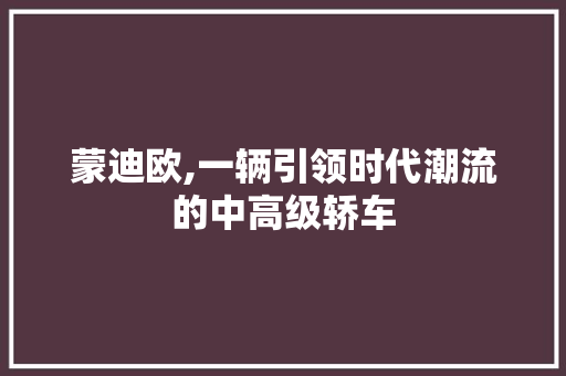 蒙迪欧,一辆引领时代潮流的中高级轿车
