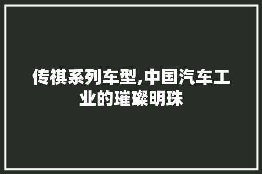 传祺系列车型,中国汽车工业的璀璨明珠