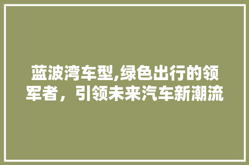 蓝波湾车型,绿色出行的领军者，引领未来汽车新潮流