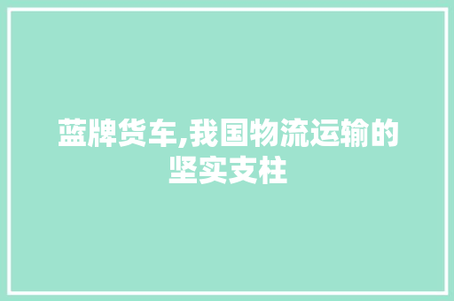 蓝牌货车,我国物流运输的坚实支柱