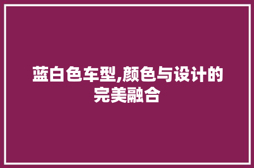 蓝白色车型,颜色与设计的完美融合