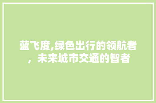 蓝飞度,绿色出行的领航者，未来城市交通的智者