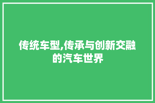 传统车型,传承与创新交融的汽车世界