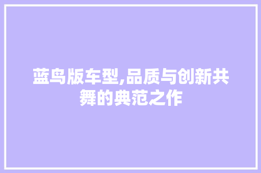 蓝鸟版车型,品质与创新共舞的典范之作
