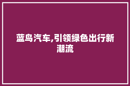 蓝鸟汽车,引领绿色出行新潮流