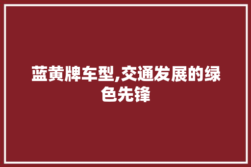 蓝黄牌车型,交通发展的绿色先锋