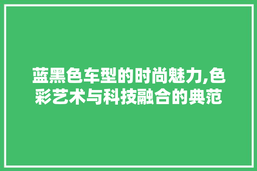 蓝黑色车型的时尚魅力,色彩艺术与科技融合的典范