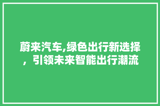 蔚来汽车,绿色出行新选择，引领未来智能出行潮流