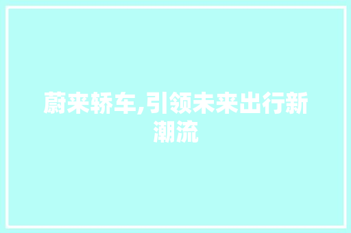 蔚来轿车,引领未来出行新潮流 发动机配件