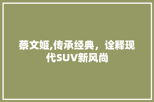 蔡文姬,传承经典，诠释现代SUV新风尚