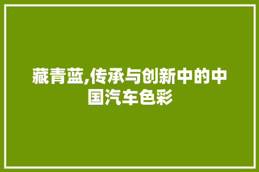 藏青蓝,传承与创新中的中国汽车色彩