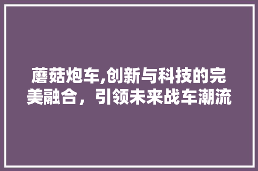蘑菇炮车,创新与科技的完美融合，引领未来战车潮流
