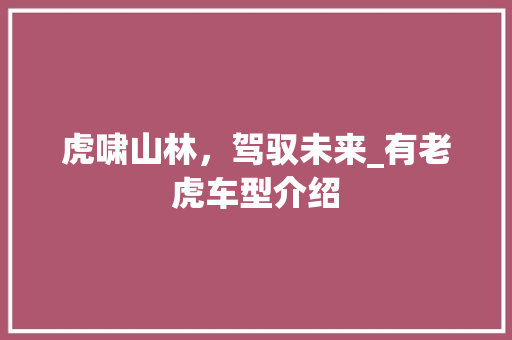 虎啸山林，驾驭未来_有老虎车型介绍