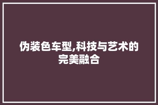 伪装色车型,科技与艺术的完美融合
