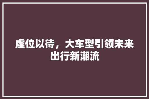 虚位以待，大车型引领未来出行新潮流