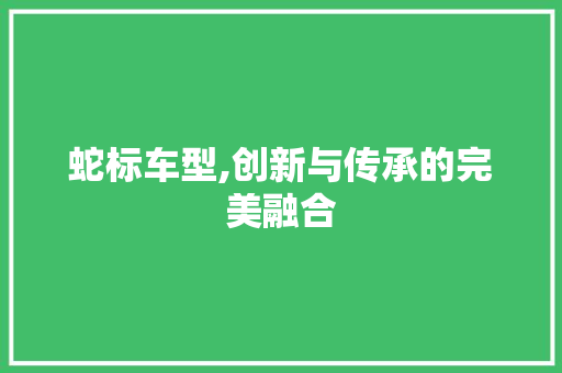 蛇标车型,创新与传承的完美融合