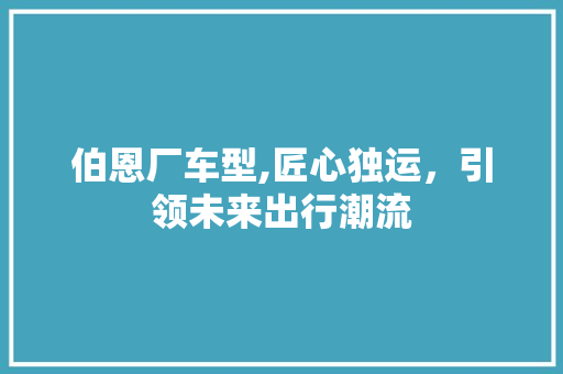 伯恩厂车型,匠心独运，引领未来出行潮流