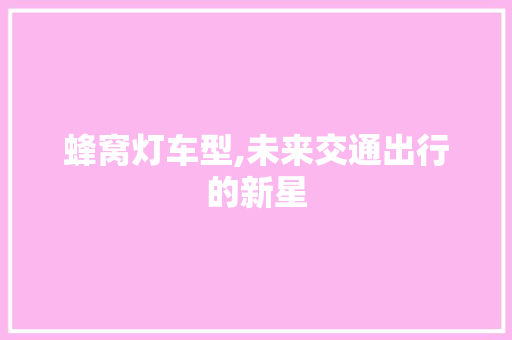 蜂窝灯车型,未来交通出行的新星