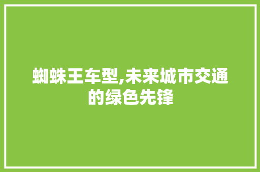 蜘蛛王车型,未来城市交通的绿色先锋