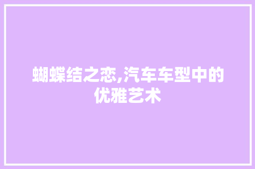 蝴蝶结之恋,汽车车型中的优雅艺术