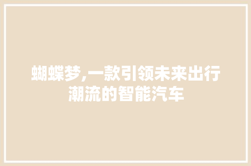 蝴蝶梦,一款引领未来出行潮流的智能汽车