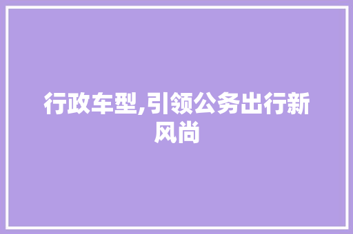 行政车型,引领公务出行新风尚