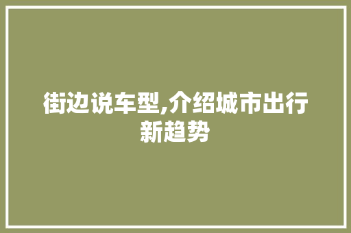 街边说车型,介绍城市出行新趋势