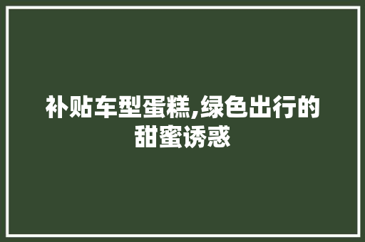 补贴车型蛋糕,绿色出行的甜蜜诱惑