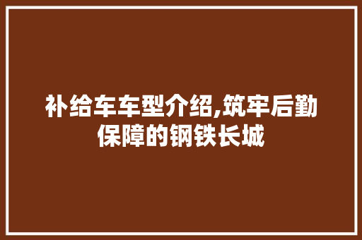 补给车车型介绍,筑牢后勤保障的钢铁长城 车灯配件