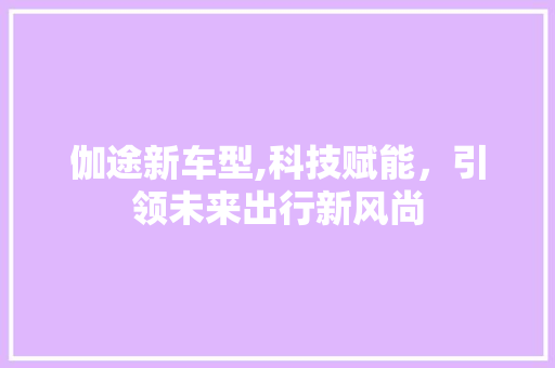伽途新车型,科技赋能，引领未来出行新风尚