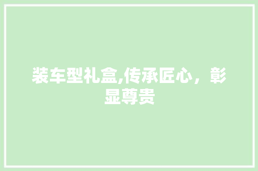 装车型礼盒,传承匠心，彰显尊贵