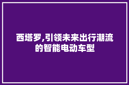 西塔罗,引领未来出行潮流的智能电动车型