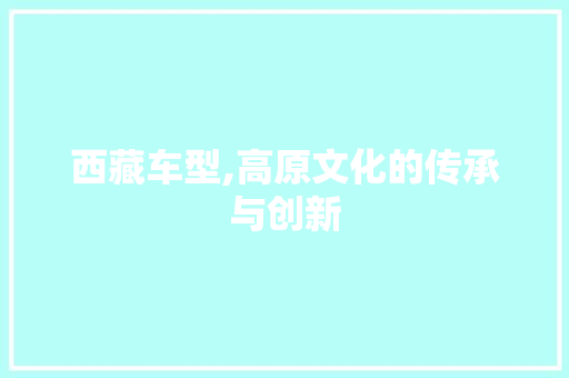西藏车型,高原文化的传承与创新
