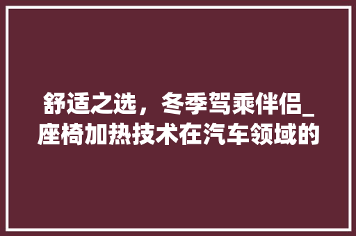 舒适之选，冬季驾乘伴侣_座椅加热技术在汽车领域的应用与发展