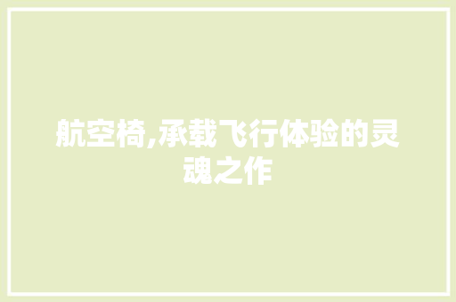 航空椅,承载飞行体验的灵魂之作