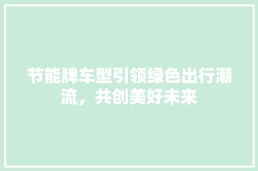 节能牌车型引领绿色出行潮流，共创美好未来